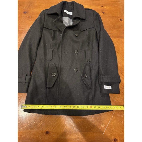 Calvin Klein Women's Wool Coat Size 4 Black Double Breasted Jacket - Picture 4 of 8